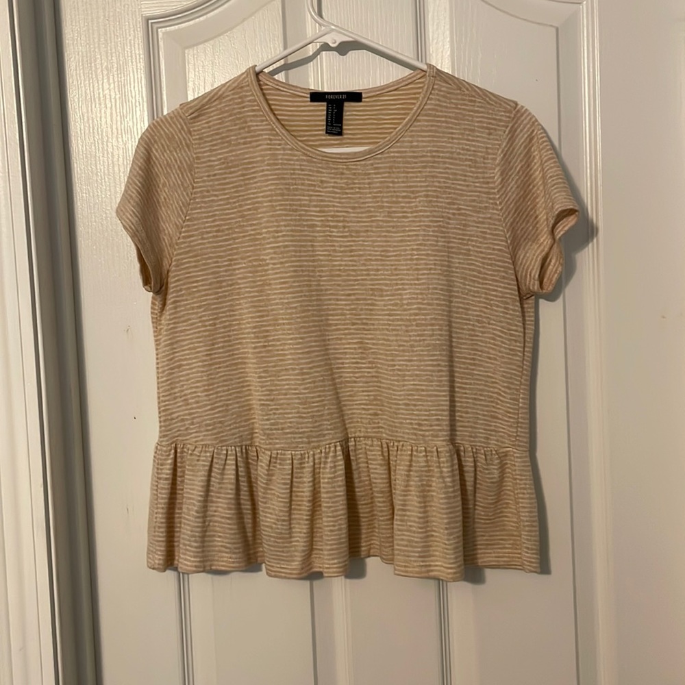 Tan striped blouse